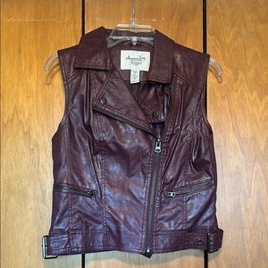 American Rag Women's Burgundy Leather Vest